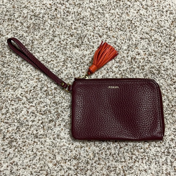 Fossil Handbags - Fossil Leather Burgundy Wristlet